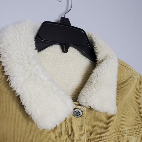 John Galt tan corduroy sherpa lined waist jacket size small - Picture 4 of 10